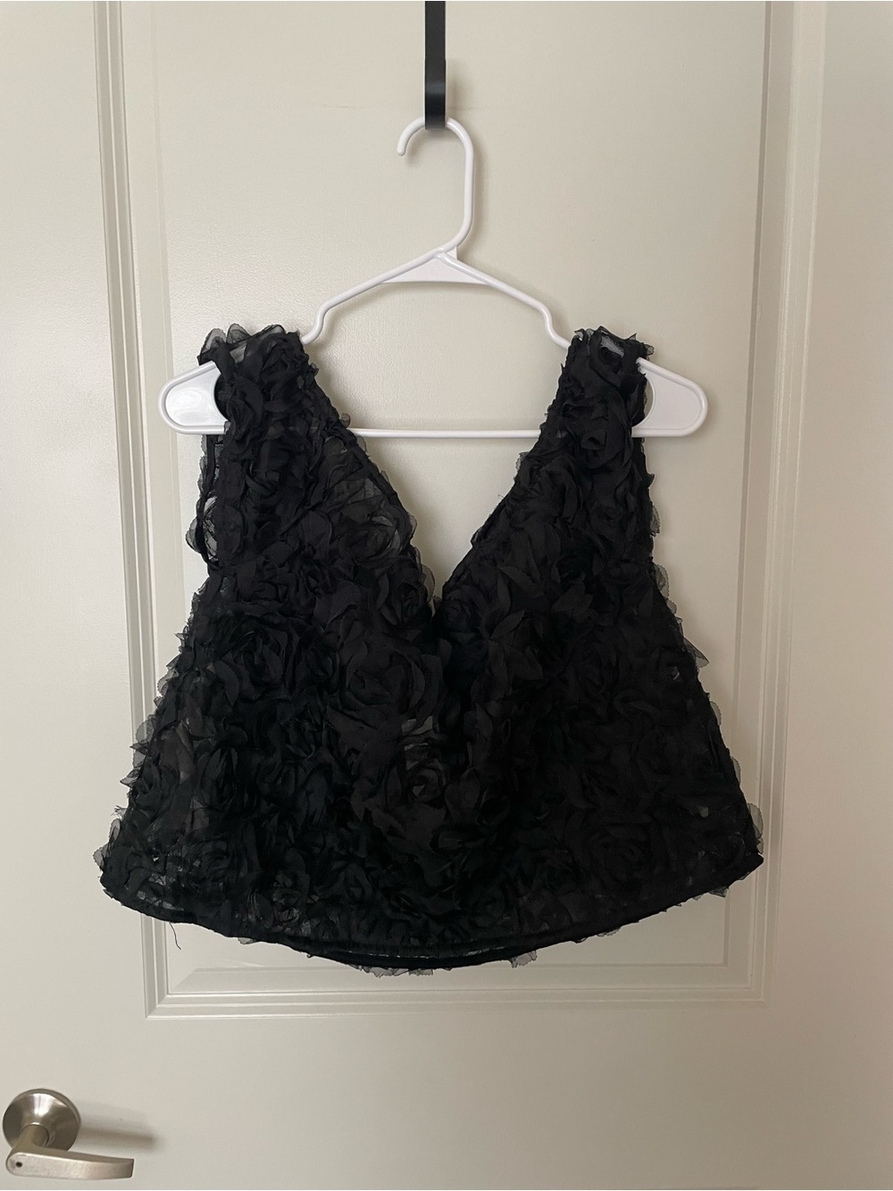 Anthropologie Maeve Off Shoulder Rosette Top Black L NWT